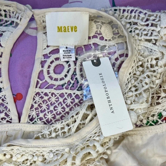 NWT 𝅺Anthropologie Maeve Crochet Lace Tunic Dress Size S In SND/Sable - Picture 4 of 8
